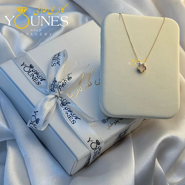 گردنبند طلا ونکلیف سنگ یاسی